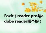 Foxit（reader pro与adobe reader哪个好）