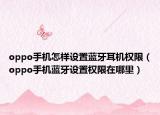 oppo手机怎样设置蓝牙耳机权限（oppo手机蓝牙设置权限在哪里）