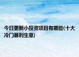 今日更新小投资项目有哪些(十大冷门暴利生意)