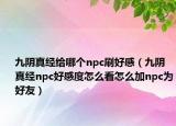九阴真经给哪个npc刷好感（九阴真经npc好感度怎么看怎么加npc为好友）