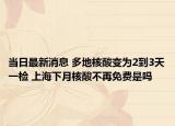 当日最新消息 多地核酸变为2到3天一检 上海下月核酸不再免费是吗