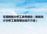 常用数据分析工具有哪些（数据统计分析工具有哪些简介介绍）