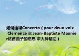 如何诠释Concerto（pour deux voix - Clemence & Jean-Baptiste Maunier这首曲子的意思 求大神帮助）