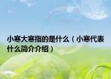 小寒大寒指的是什么（小寒代表什么简介介绍）