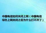 中国电信如何关闭上网（中国电信绿色上网关闭之后为什么打不开了）