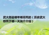 武大郎是哪年哪月死的（历史武大郎死于哪一天简介介绍）