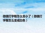 微信打字框怎么变小了（微信打字框怎么变成白色）