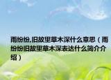 雨纷纷,旧故里草木深什么意思（雨纷纷旧故里草木深表达什么简介介绍）