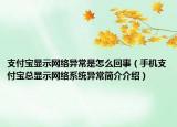 支付宝显示网络异常是怎么回事（手机支付宝总显示网络系统异常简介介绍）