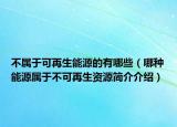 不属于可再生能源的有哪些（哪种能源属于不可再生资源简介介绍）