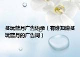 贪玩蓝月广告语录（有谁知道贪玩蓝月的广告词）