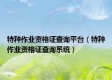 特种作业资格证查询平台（特种作业资格证查询系统）