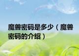 魔兽密码是多少（魔兽密码的介绍）