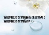 百度网盘怎么才能备份速度快点（百度网盘怎么才能有1t）