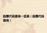 股票代码查询一览表（股票代码查询）