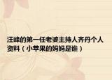 汪峰的第一任老婆主持人齐丹个人资料（小苹果的妈妈是谁）