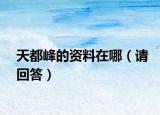 天都峰的资料在哪（请回答）