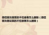 微信朋友圈里的不给谁看怎么删除（微信朋友圈设置的不给谁看怎么删除）