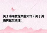 关于海南黄花梨的大料（关于海南黄花梨佛珠）