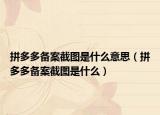 拼多多备案截图是什么意思（拼多多备案截图是什么）