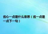 省心一点是什么意思（省一点是一点下一句）