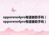 opporeno4pro有语音助手吗（opporeno4pro有语音助手吗）