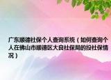 广东顺德社保个人查询系统（如何查询个人在佛山市顺德区大良社保局的投社保情况）