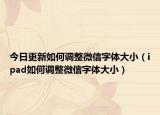 今日更新如何调整微信字体大小（ipad如何调整微信字体大小）