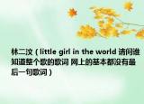林二汶（little girl in the world 请问谁知道整个歌的歌词 网上的基本都没有最后一句歌词）