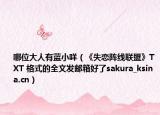 哪位大人有蓝小咩（《失恋阵线联盟》TXT 格式的全文发邮箱好了sakura_ksina.cn）