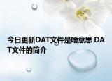 今日更新DAT文件是啥意思 DAT文件的简介