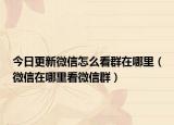 今日更新微信怎么看群在哪里（微信在哪里看微信群）