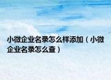 小微企业名录怎么样添加（小微企业名录怎么查）