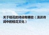 关于桂花的诗词有哪些（浅谈诗词中的桂花文化）