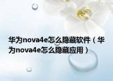 华为nova4e怎么隐藏软件（华为nova4e怎么隐藏应用）