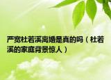 严宽杜若溪离婚是真的吗（杜若溪的家庭背景惊人）