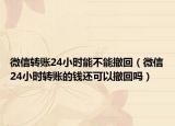 微信转账24小时能不能撤回（微信24小时转账的钱还可以撤回吗）