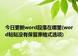 今日更新word段落在哪里(word粘贴没有保留原格式选项)