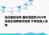 当日最新消息 国家话剧院2022年应届生招聘情况说明 不存在因人设岗