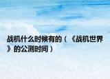战机什么时候有的（《战机世界》的公测时间）
