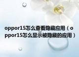 oppor15怎么查看隐藏应用（oppor15怎么显示被隐藏的应用）