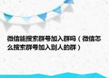 微信能搜索群号加入群吗（微信怎么搜索群号加入别人的群）