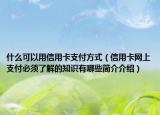 什么可以用信用卡支付方式（信用卡网上支付必须了解的知识有哪些简介介绍）