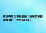 有没有什么表白的话（我只要表白词谁有好一点的表白词）