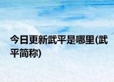 今日更新武平是哪里(武平简称)