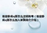 谁是卧底q版怎么注销账号（谁是卧底q版怎么加入家族简介介绍）