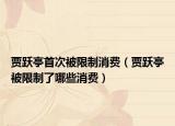 贾跃亭首次被限制消费（贾跃亭被限制了哪些消费）