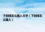 下划线怎么输入文字（下划线怎么输入）