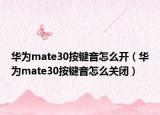 华为mate30按键音怎么开（华为mate30按键音怎么关闭）