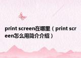 print screen在哪里（print screen怎么用简介介绍）
